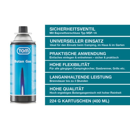 Tom Gaskartusche 225g - 12 Stück – Bild 2